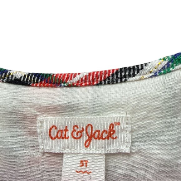 Cat & Jack Toddler Girls 5T Holiday Red Plaid Dress Ruffle Long Sleeve Christmas - Picture 5 of 7